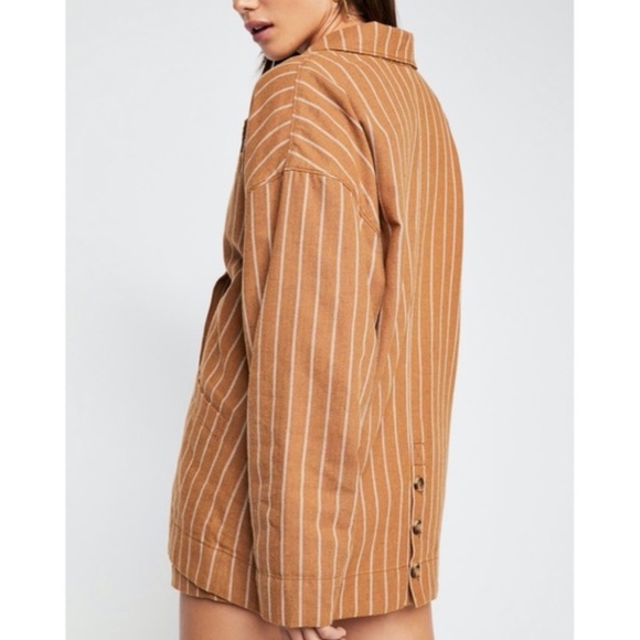 Free People Twill Cotton Herringbone Slouchy Blazer | Women’s Small - Picture 3 of 8